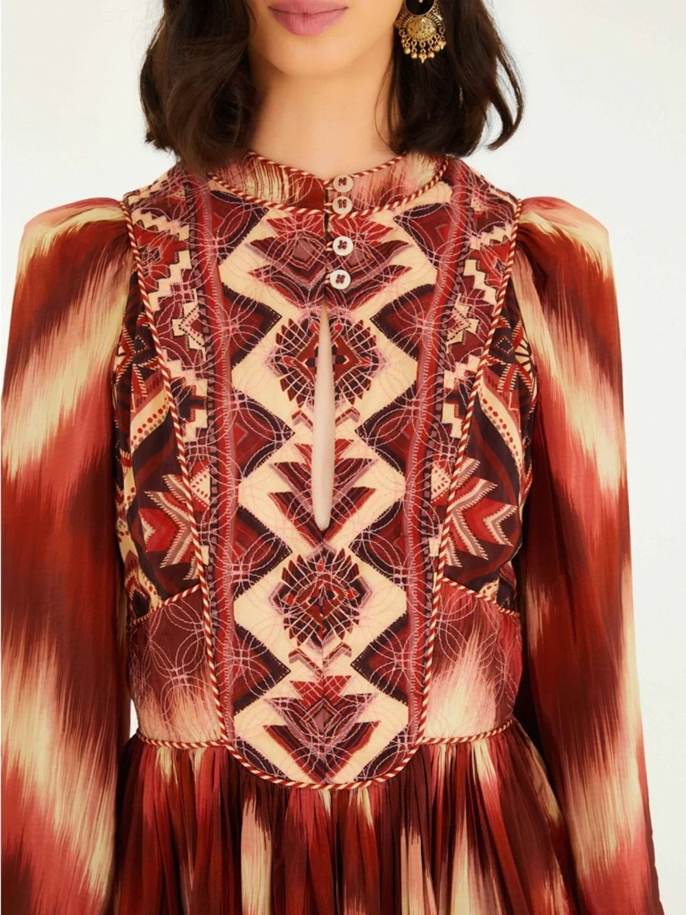 Farm‎ Rio Red Amanda Stripes Tapestry Quilted Mini Dress NWT